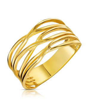 Wide 8k interwoven ring