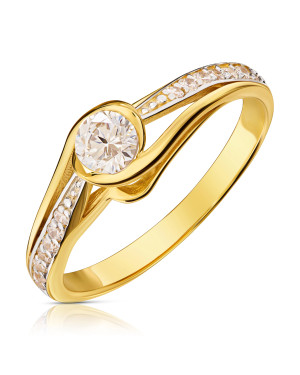 Gold engagement ring with cubic zirconia 8k