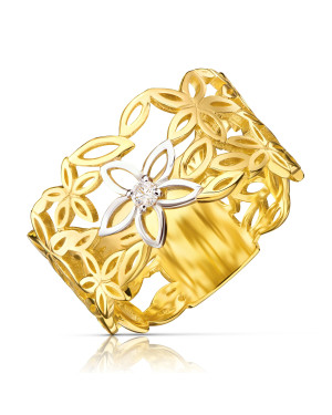 Gold filigree ring zirconia