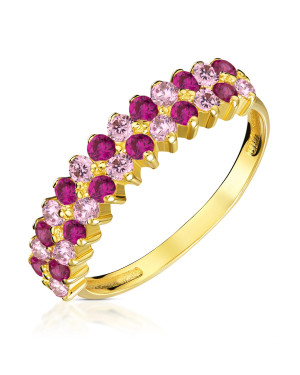 Gold ring 8k with pink zircons