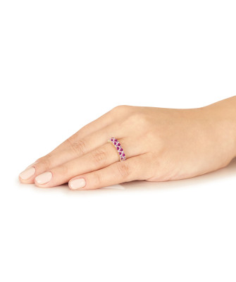 Gold ring 8k with pink zircons