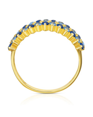 Gold ring with blue cubic zirconia