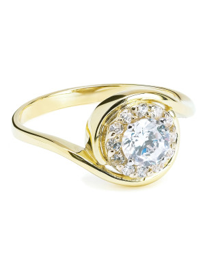 14k gold ring large white zircons