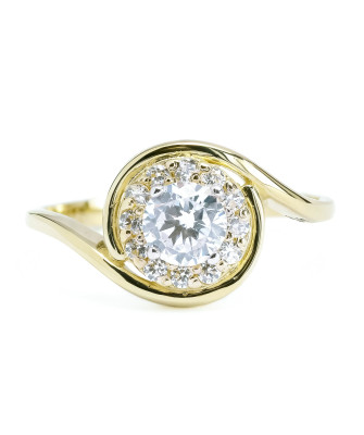 14k gold ring large white zircons