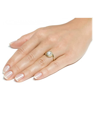 14k gold ring large white zircons