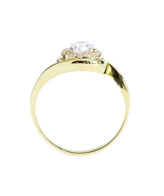 14k gold ring large white zircons
