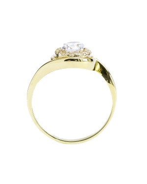 14k gold ring large white zircons