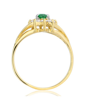 Engagement ring with green stone 14k