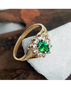 Engagement ring with green stone 14k
