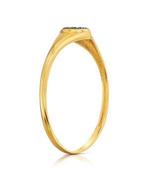 Ring with a heart in the middle black stones