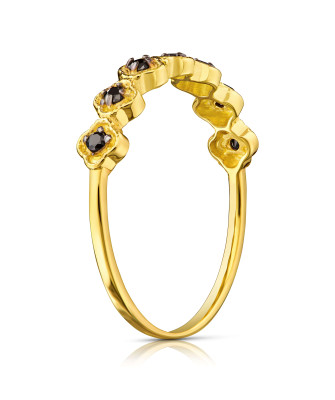 Gold ring black stones 14k