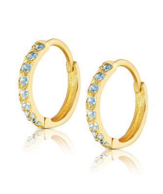 Gold earrings for a girl blue stones pr.8k