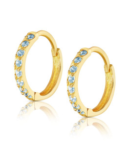 Gold earrings for a girl blue stones pr.8k