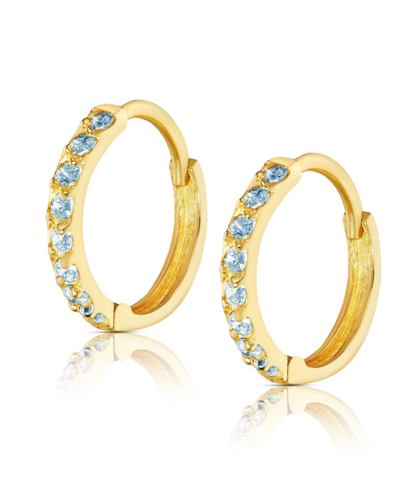 Gold earrings for a girl blue stones pr.8k