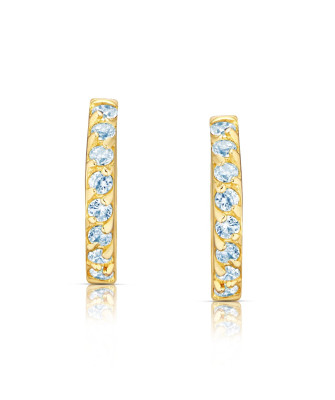 Gold earrings for a girl blue stones pr.8k