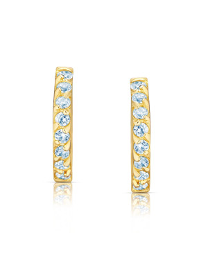 Gold earrings for a girl blue stones pr.8k