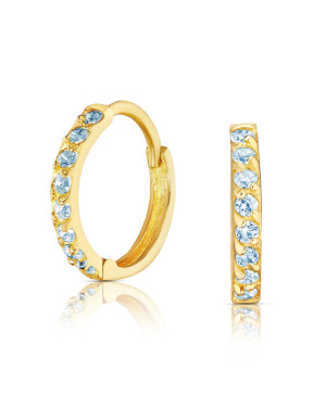 Gold earrings for a girl blue stones pr.8k