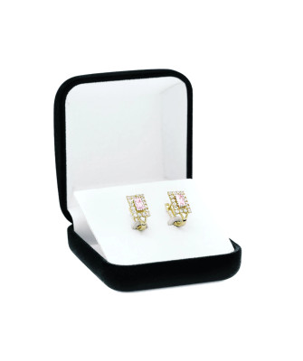 Gold earrings with pink zirconia 8k
