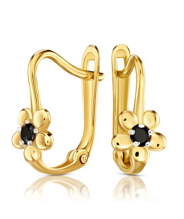 Gold earrings for a girl black stone 14k test