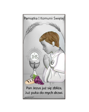 Obrazek pamiątka komunijna dla chłopca srebro
