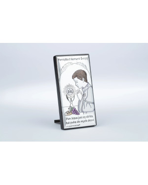 Communion keepsake picture for boy silver