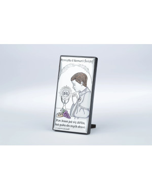Communion keepsake picture for boy silver