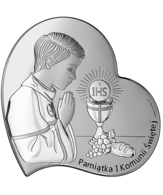 Piękna pamiątka komunijna dla Chłopca Serce brązowe drewno