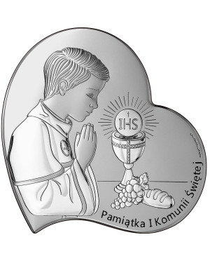 Piękna pamiątka komunijna dla Chłopca Serce brązowe drewno