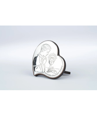 Beautiful communion keepsake for Boy Brown wooden heart