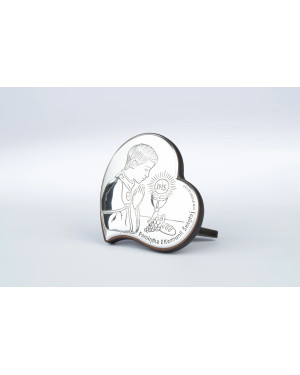 Beautiful communion keepsake for Boy Brown wooden heart