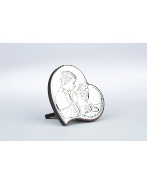 Beautiful communion keepsake for Boy Brown wooden heart