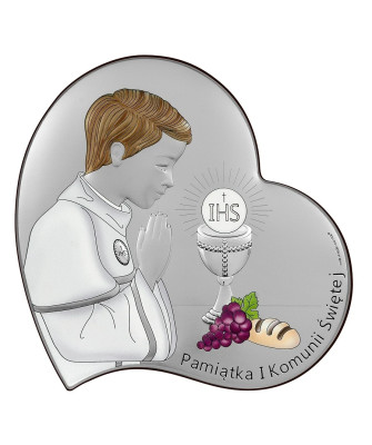Beautiful communion keepsake for Boy Brown wooden heart
