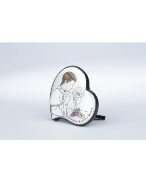 Beautiful communion keepsake for Boy Brown wooden heart