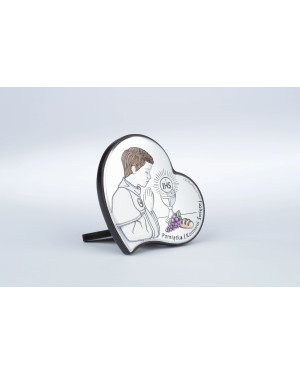 Beautiful communion keepsake for Boy Brown wooden heart