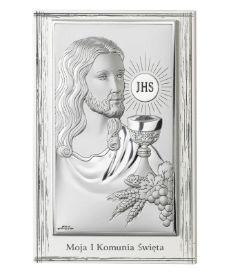 Obrazek pamiątka komunijna białe drewno