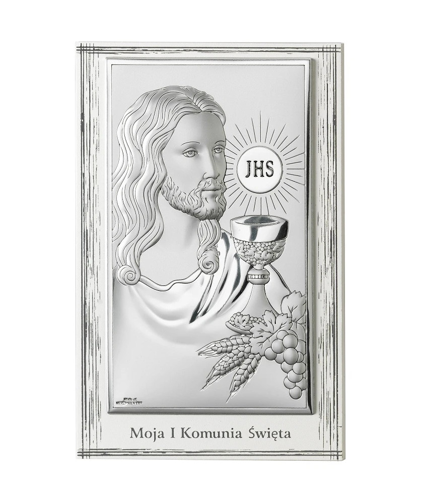 Communion keepsake picture white wood