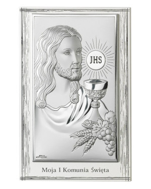Communion keepsake picture white wood