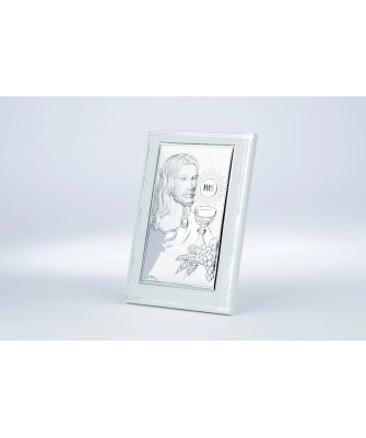 Communion keepsake picture white wood