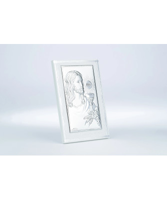 Communion keepsake picture white wood
