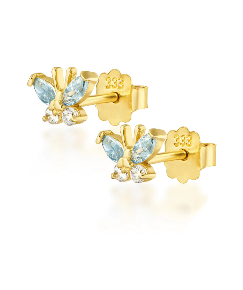 Blue butterfly gold earrings