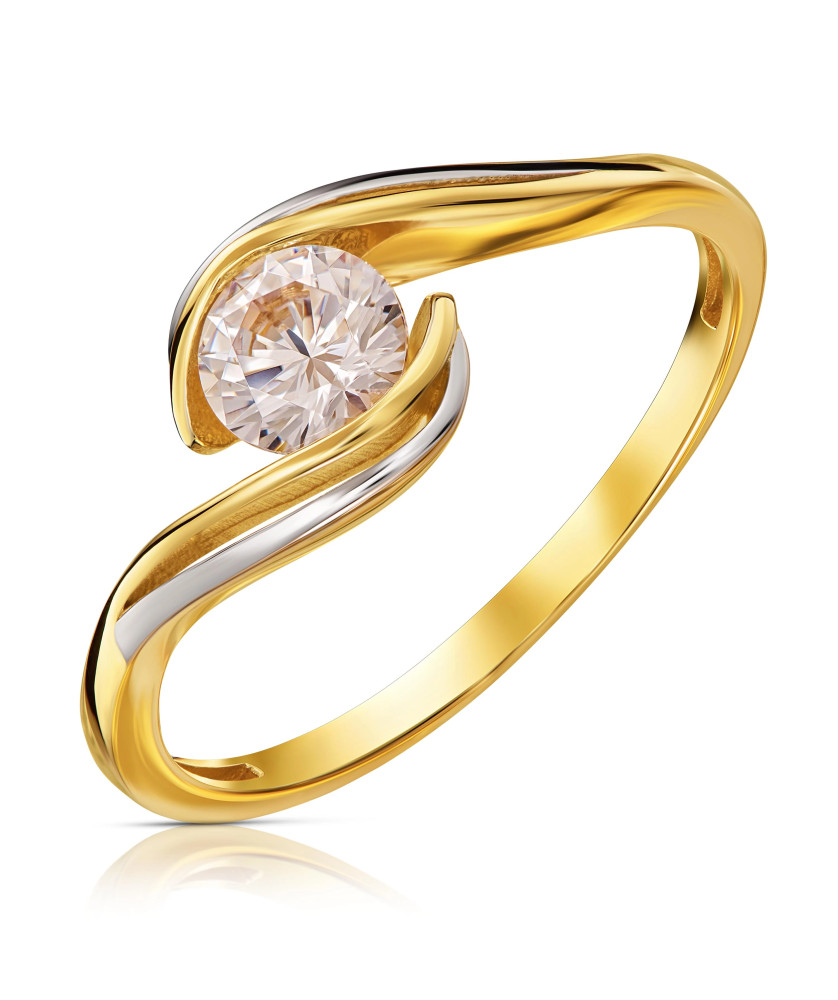 Ring with white stone gold 8k