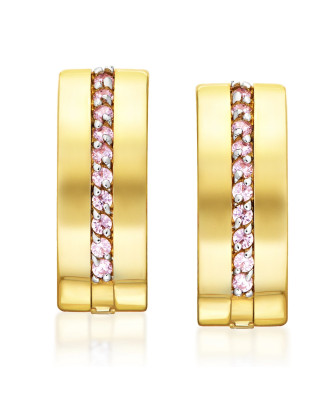 Gold earrings light pink stones 14k