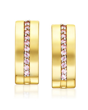 Gold earrings light pink stones 14k