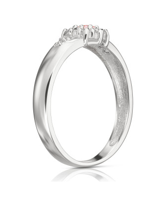 Silver ring pink flower