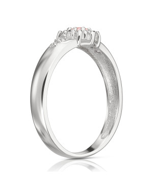 Silver ring pink flower