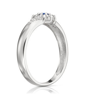 Silver ring blue flower