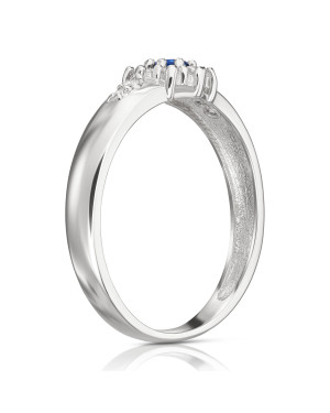 Silver ring blue flower
