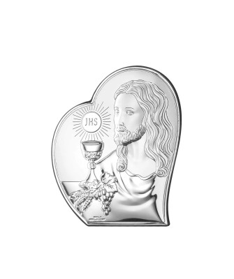Communion Souvenir Silver Picture with Jesus