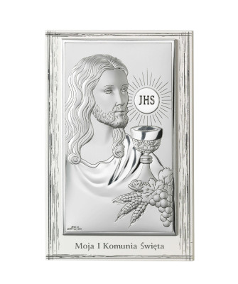 Communion Souvenir Silver Picture with Jesus