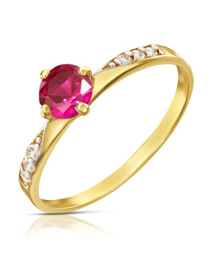 14k gold ring with red stone